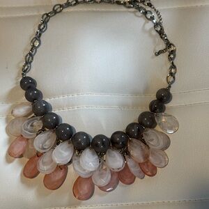 Charming Charlie Gray and Pink Statement Necklace